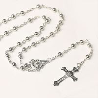 Chapelets catholiques, perles de prière de 5 mm, chapelet religieux, pendentif croix de Jésus, connecteur Vierge, collier, bijoux en gros