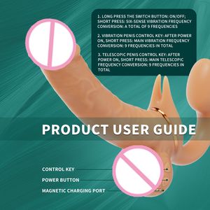 Amazon Offre Spéciale Sexuel Lesbien Vibrateur Portable Télescopique Vibration Double Gode Gode Gode Sangle Jouets Sexuels Adultes pour Femmes Lesbiennes - Product Image 4