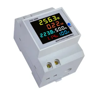 Single-phase intelligent rail type voltage current power frequency factor meter counter AC40-300V/AC250-450V built-in CT100A