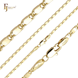Dây chuyền mạ vàng <span class=keywords><strong>14K</strong></span>, chất liệu đồng thau, kiểu dáng mắt xích hình ốc vuông, đánh bóng, thương hiệu FJ Fallon Fashion Jewelry - Product Image 6
