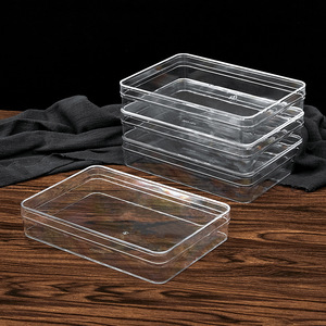 Boîte de rangement rectangulaire en plastique transparent réutilisable avec couvercle, conteneur empilable pour biscuits, bonbons, petits articles de bureau - Product Image 1
