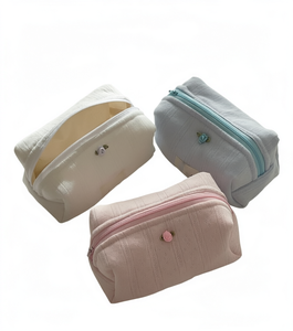 Quilted Floral Makeup <b>Bag</b> Zipper Cosmetic Pouch Embroidered <b>Toiletry</b> Tote for Women <b>Travel</b> - Product Image 1