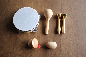 Wholesale Wooden Percussion <b>Instrument</b> Set With Tambourine Maraca Castanet Sound Tube For Kids <b>Music</b> Education And Play - Product Image 5