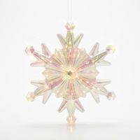 LED Warmweiße Lichter Galvanisierte Kunststoff-Schneeflocken Hängende Ornamente Weihnachtsdekoration 23,5CM 3PCSAA Batterie Weihnachtsdeko