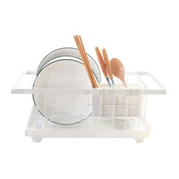 Égouttoir à vaisselle en fil métallique de cuisine, support de séchage et de bol avec plateau en plastique, porte-ustensiles