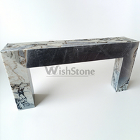 Table console en marbre blanc éléphant, forme en U, table d'entrée, table de couloir, marbre massif de luxe pour la décoration de la maison et de la villa