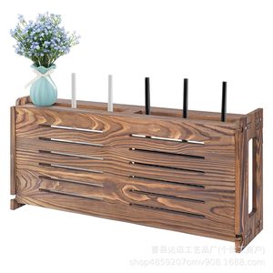Wooden Wall Mounted <b>Router</b> Stand With Cable Organizer For Living Room Storage <b>Box</b> - Product Image 1