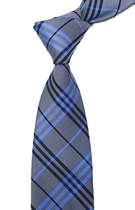 <span class=keywords><strong>Corbata</strong></span> de Microfibra Personalizada Extra Larga con Nudo Grande, Diseño a Cuadros Grises, <span class=keywords><strong>Azul</strong></span> Claro y <span class=keywords><strong>Azul</strong></span> Marino, para Hombre, Formal y de Negocios - Product Image 4