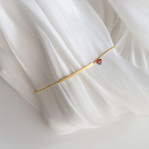 Wholesale Unisex Stainless Steel 18K Gold Plated Classic Fashion <b>Bracelet</b> <b>Red</b> Heart Charm Claw Setting Zircon Anniversary Gifts - Product Image 2