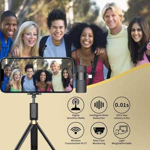 Microphone sans fil 3 en 1 Lavalier de type C à suppression de bruit pour les réunions en direct et l'enseignement compatible avec les conférences - Product Image 4