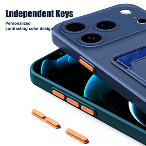 Ốp điện thoại giả da silicon có khe đựng thẻ cho iPhone 17 Pro Max Air 13 12 Mini, ốp lưng mềm cho iPhone 16 Pro Max 14 15 <span class=keywords><strong>Plus</strong></span> - Product Image 4