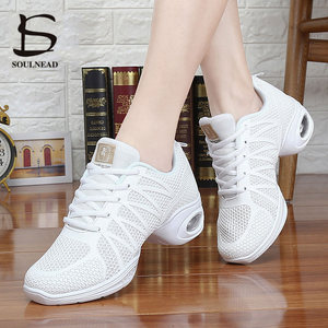 Zapatillas de baile de jazz blancas/negras para mujer, zapatos de baile transpirables al por mayor - Product Image 6