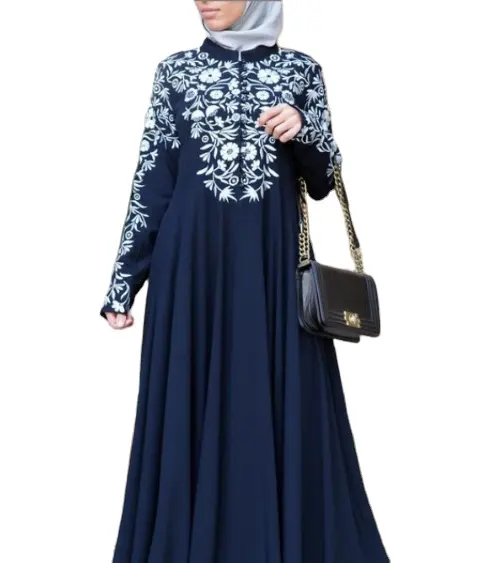 Spring 2022 New Amazon Dress National Style Women's Long Sleeve Printed Stand Collar Long Swing Dress