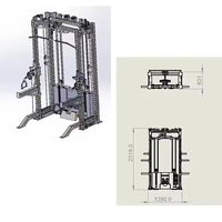 Nuevo equipo multifuncional OEM: Máquina de entrenamiento con poleas, máquina de remo bajo, máquina de sentadillas, máquina de cable cruzado, máquina Smith con estación de pesas doble