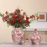 Pot de rangement pour la maison en céramique de style Art déco moderne, motif floral, fait à la main, durable, avec couvercle, capacité de 4 à 5 L, pour un usage décoratif