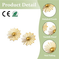 Wholesale Jewelry Women <strong>Best</strong> <strong>Selling</strong> Fashionable Gold Sunflower Non Fading 14K Gold Plated 304 <strong>Earrings</strong> Stainless Steel <strong>Earrings</strong>