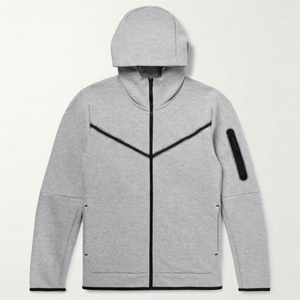 Cómoda Sudadera con capucha de lana suave con cremallera completa para hombre con manga regular y bolsillos de gran tamaño 100% algodón Sudadera con capucha para hombre - Product Image 1