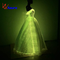 Dream Shining LED Disfraces Programable Princesa Vestido de novia luminoso para danza del vientre y ropa de rendimiento de salón