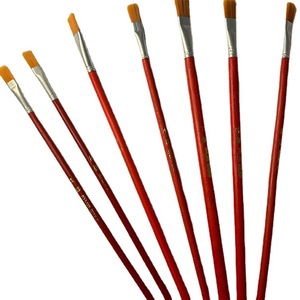 Lot de pinceaux d'artiste en nylon noir à manche en bois pour aquarelle, formes et tailles variées, excellente tenue de la peinture, prix bas, vente en gros - Product Image 1