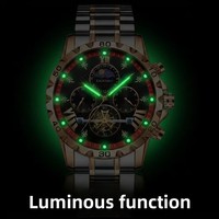 Montre Homme Multifonction Sportive à Quatre Cadrans et Six Aiguilles - Authentique, Qualité Professionnelle, Lumineuse, Bracelet en Acier Inoxydable, Idéale pour le Quotidien