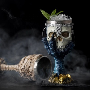 Unique Viking Tiki Stainless Steel Resin <strong>Mug</strong> Beer Halloween <strong>Skull</strong> Slave Dragon Claw Double Wall Gothic Cocktail Wine Glass