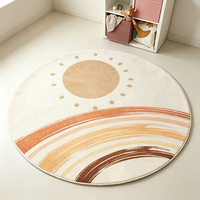 Tapis rond pour enfants antidérapant, lavable en machine, non toxique, moderne, abstrait, arc-en-ciel, pour chambre d'enfant