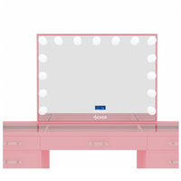 Nouveau mobilier moderne le plus vendu équipé d'un haut-parleur Bluetooth Coiffeuse rose avec table de toilette de maquillage éclairée par LED