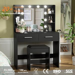 Coiffeuse moderne et simple sur mesure pour <span class=keywords><strong>chambre</strong></span> à coucher, en bois, avec miroir à éclairage LED, idéale pour petits espaces, meuble de rangement - Product Image 2