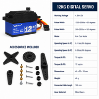 Servomoteur RC à couple élevé 12KG, moteur à engrenages métalliques, 4.8V-6.0V, OEM ODM personnalisé pour kit de projet robotique mécanique DIY