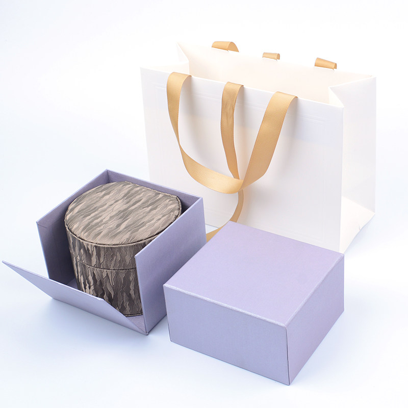 Boîte à bagues rechargeable dorée, sac cadeau, lumière blanche