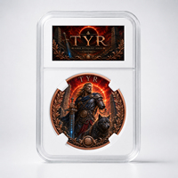 Pièce de monnaie en cuivre pur 999 de 1 oz, série Mythologie Nordique, coffret acrylique haut de gamme, édition collector en relief coloré, cadeau exquis