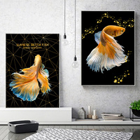 Art mural et affiches colorées de poissons combattants siamois, style nordique simple, pour la décoration intérieure, Cuadros, décoration de salon, toile
