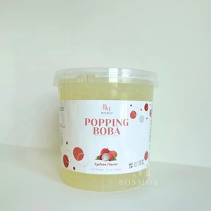 Bosmos Lychee Popping <b>Boba</b> 3.3kg Bottle Bursting Fruit Juice <b>Bubble</b> Tea Topping HALAL Certified Taiwan Supplier - Product Image 1