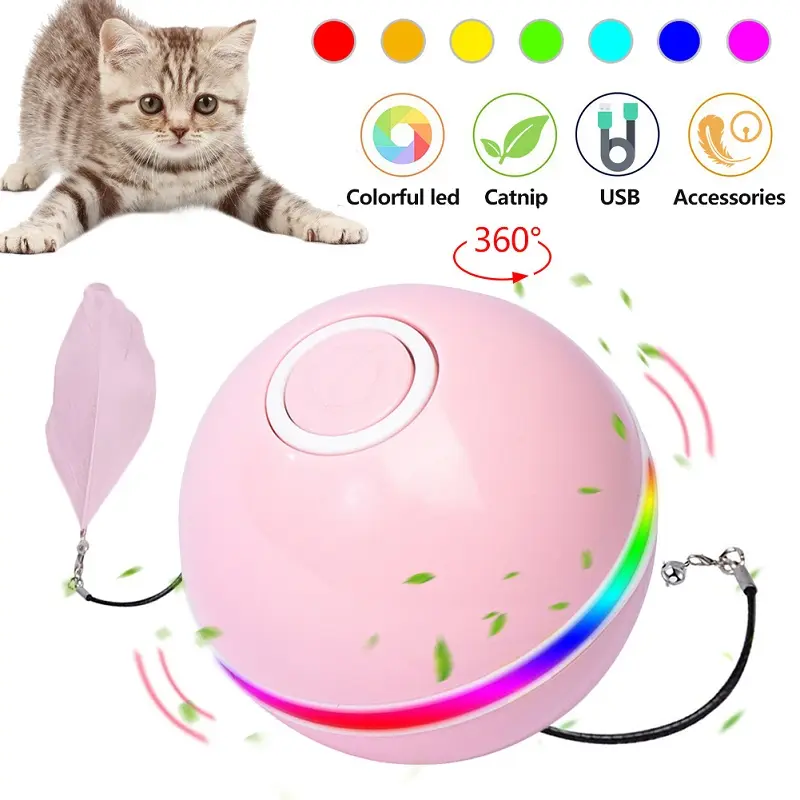 Großhandel USB wiederauf ladbare automatische interaktive Smart Cat Toys automatische Rolling Ball elektrische Cat Ball Spielzeug mit LED-Licht