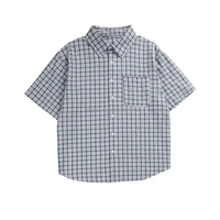 Chemise en flanelle de haute qualité, chemise à carreaux pour homme, coupe ample, style décontracté, manches courtes, boutons, chemise à carreaux tendance