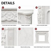 Cheminée en marbre blanc sculpté à la main de luxe BSA, style européen, avec décor floral, pour salon, villa, décoration