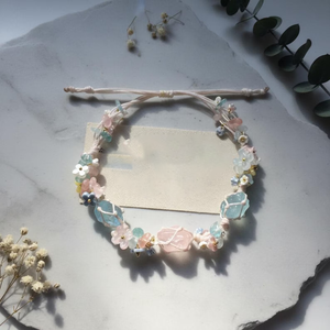 Bracelet en Aquamarine brute et Quartz rose, style Fairycore, avec fleur en <span class=keywords><strong>macramé</strong></span>, cadeau de communication pour les relations - Product Image 6