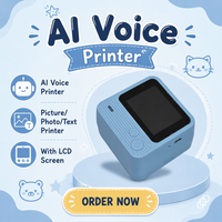Printer Termal AI Fungsi Suara Cerdas Mini Nirkabel Portabel Mesin Pencetak Foto/Teks/Gambar dengan Layar LCD