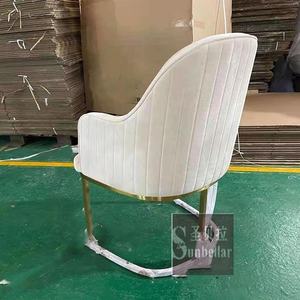 Venta al por mayor de lujo moderno terciopelo sillas de comedor tela de tapicería Accent silla comedor sillón Metal marco de acero inoxidable - Product Image 3