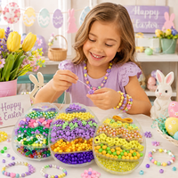 Kit de perles DIY en forme d'œuf de Pâques, ensemble de perles colorées en forme de poney avec fil pour la fabrication de bracelets et de bijoux pour enfants, cadeau artisanal