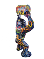 Sculpture d'art graffiti colorée personnalisée peinte à la main en fibre de verre King Kong Sculpture pour la décoration de galerie d'art de salle de fitness à domicile