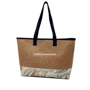 Bolso de Playa Moderno y Versátil, Bolso de Gran Capacidad para Exteriores, Bolso de Hombro Portátil de Lino para Mujer con Contraste de Color - Product Image 1