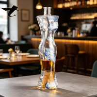 Bouteille de vodka en verre blanc imprimé de 300 ml, forme spéciale, bouteille en verre avec bouchon en verre, verre personnalisé en gros