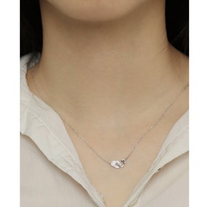 Rhodium Plated <b>Silver</b> Zircon <b>Heart</b> <b>Necklace</b> Trendy Strand Design for Women's-Party Engagement Wedding Jewelry - Product Image 6
