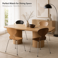 Chaise de style Ant, coque en contreplaqué de hêtre, structure en acier chromé, chaise empilable pour restaurant