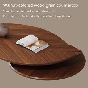 <span class=keywords><strong>Table</strong></span> <span class=keywords><strong>basse</strong></span> ovale moderne avec tiroirs de rangement, design <span class=keywords><strong>en</strong></span> forme de feuille, plateau <span class=keywords><strong>en</strong></span> bois, pieds <span class=keywords><strong>en</strong></span> acier inoxydable pour salon et appartement - Product Image 6
