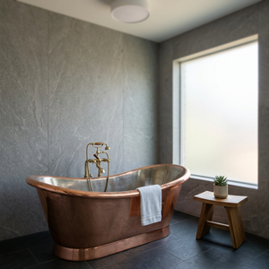 Baignoire autoportante en cuivre rectangulaire avec couvercle, intérieur poli, moderne, faite à la main, pour salle de bain - Artisanat indien - Product Image 3