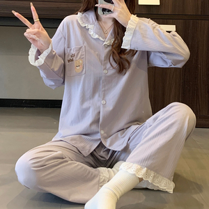 Phụ Nữ Của Phim Hoạt Hình Ngọt Ngào In Đồ Ngủ Mùa Xuân Mới Nhà Giản Dị Mặc Có Thể được Mặc Bên Ngoài Bộ Đồ Ngủ Phù Hợp Với Real Shot - Product Image 2