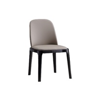Chaise de restaurant commerciale en cuir rembourrée de style nordique moderne et luxueux, chaise en bois pour café L054