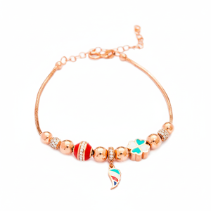 Angel Wing <b>Clover</b> Beads Enamel Design Charm <b>Bracelet</b> Wholesale Turkish Handmade Trendy Style Elegant Women's Zircon 925 Sterling - Product Image 2